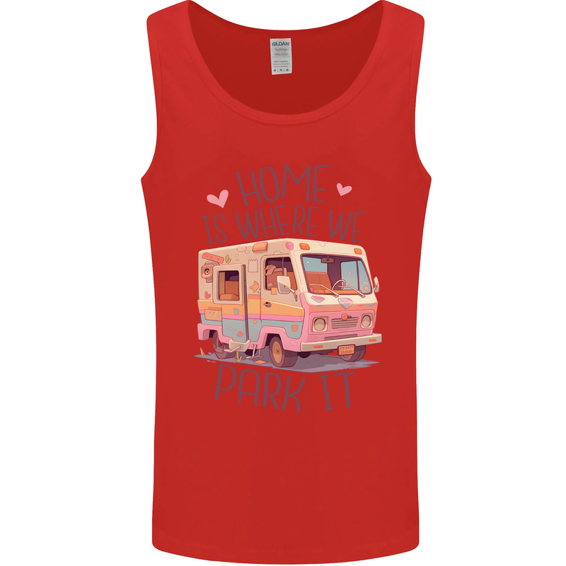 RV Home is Where You Park It Funny Campervan Mens Vest Tank Top Red