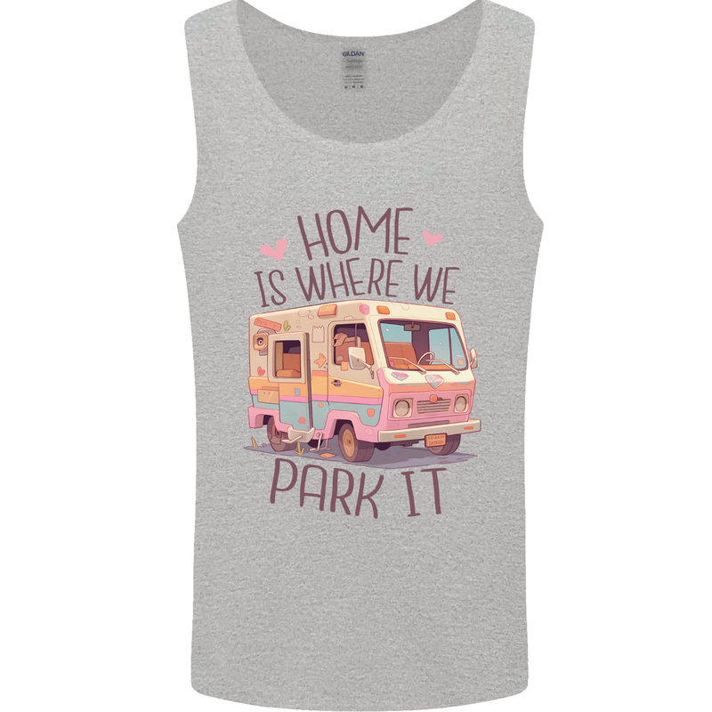 RV Home is Where You Park It Funny Campervan Mens Vest Tank Top Sports Grey