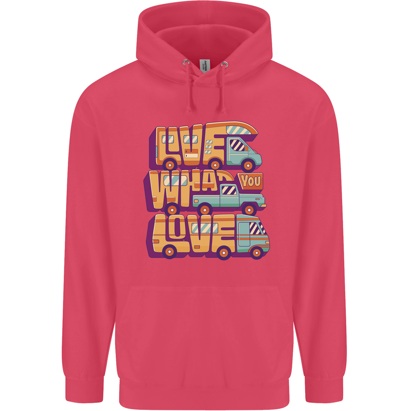 RV Live What You Love Motorhome Caravan Childrens Kids Hoodie Heliconia