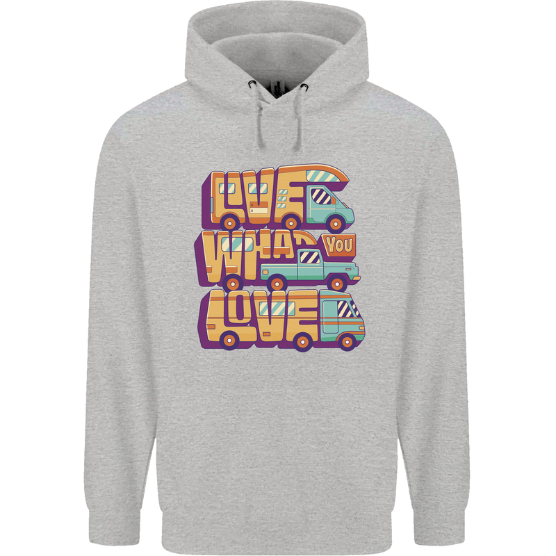 RV Live What You Love Motorhome Caravan Mens 80% Cotton Hoodie Sports Grey