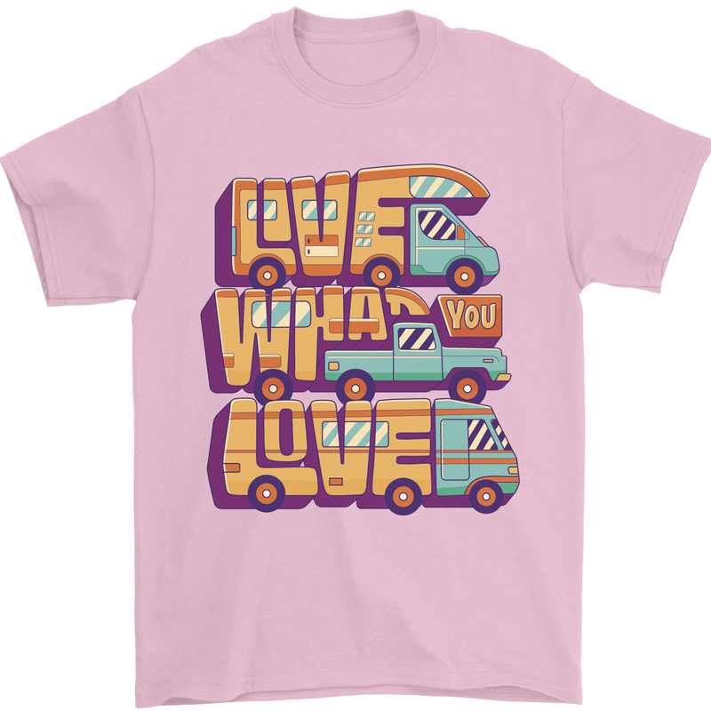 RV Live What You Love Motorhome Caravan Mens T-Shirt 100% Cotton Light Pink
