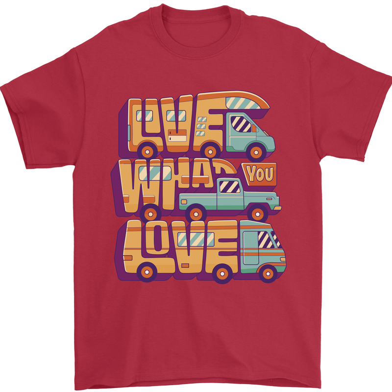 RV Live What You Love Motorhome Caravan Mens T-Shirt 100% Cotton Red