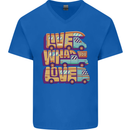 RV Live What You Love Motorhome Caravan Mens V-Neck Cotton T-Shirt Royal Blue