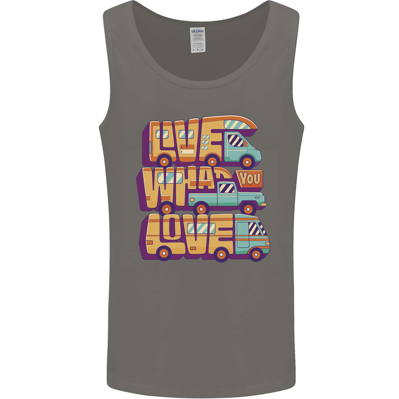 RV Live What You Love Motorhome Caravan Mens Vest Tank Top Charcoal