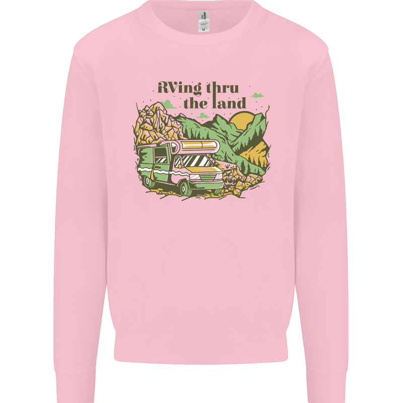 RVing Thru the Land RV Motorhome Camping Kids Sweatshirt Jumper Light Pink