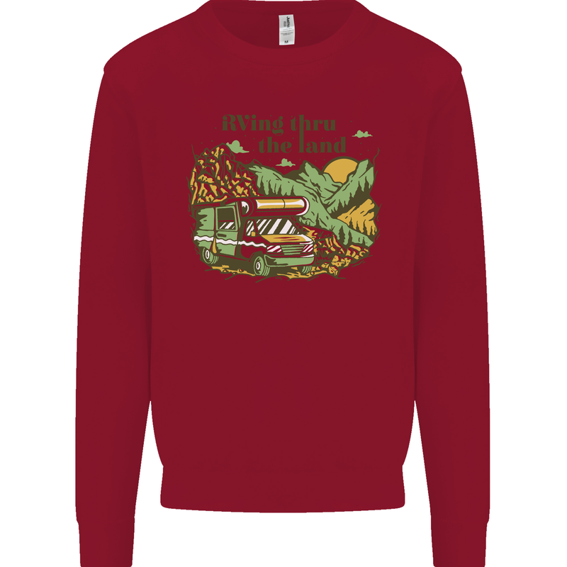 RVing Thru the Land RV Motorhome Camping Kids Sweatshirt Jumper Red