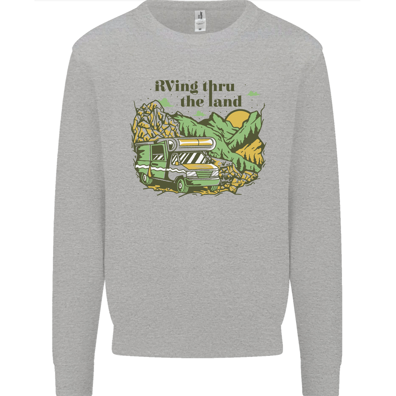 RVing Thru the Land RV Motorhome Camping Kids Sweatshirt Jumper Sports Grey