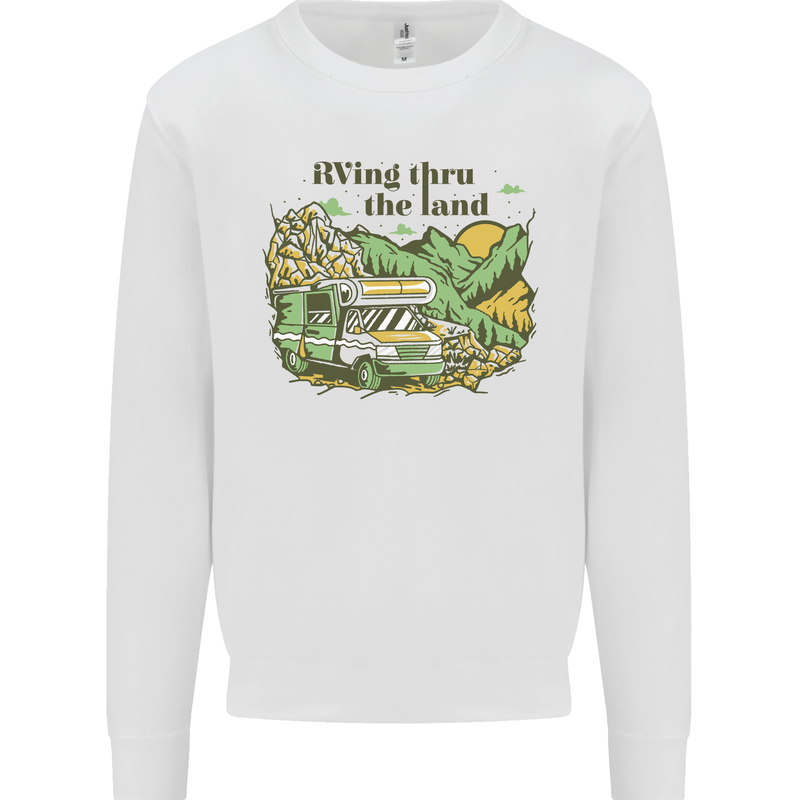 RVing Thru the Land RV Motorhome Camping Kids Sweatshirt Jumper White