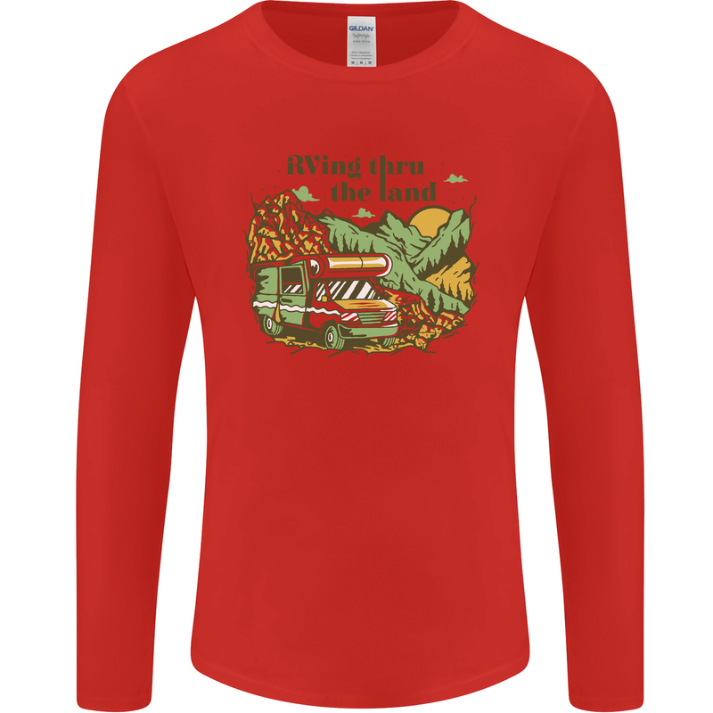 RVing Thru the Land RV Motorhome Camping Mens Long Sleeve T-Shirt Red