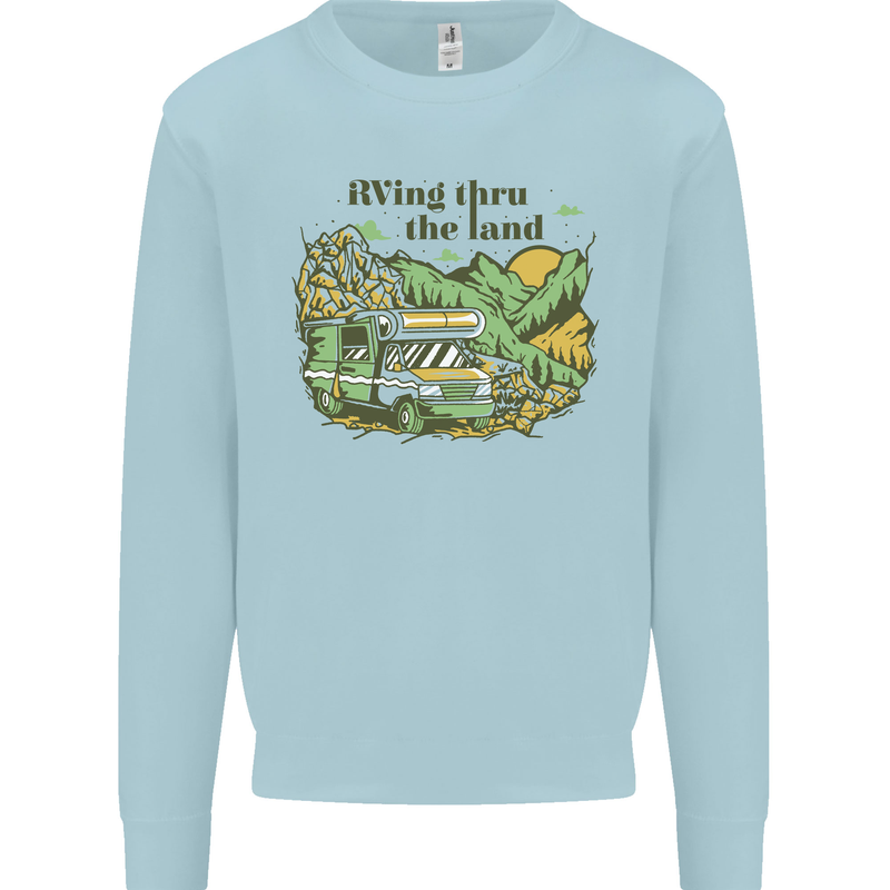 RVing Thru the Land RV Motorhome Camping Mens Sweatshirt Jumper Light Blue