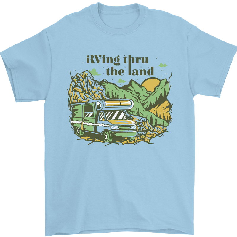 RVing Thru the Land RV Motorhome Camping Mens T-Shirt 100% Cotton Light Blue