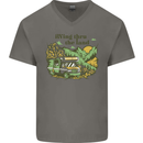 RVing Thru the Land RV Motorhome Camping Mens V-Neck Cotton T-Shirt Charcoal