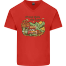 RVing Thru the Land RV Motorhome Camping Mens V-Neck Cotton T-Shirt Red