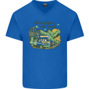 RVing Thru the Land RV Motorhome Camping Mens V-Neck Cotton T-Shirt Royal Blue