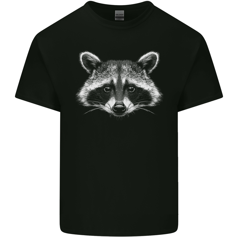 Raccoon Face Mens Cotton T-Shirt Tee Top Black