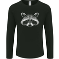 Raccoon Face Mens Long Sleeve T-Shirt Black