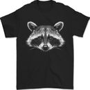 Raccoon Face Mens T-Shirt 100% Cotton Black