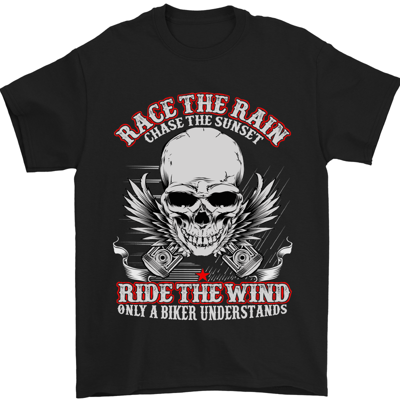a black t - shirt with a skull on it