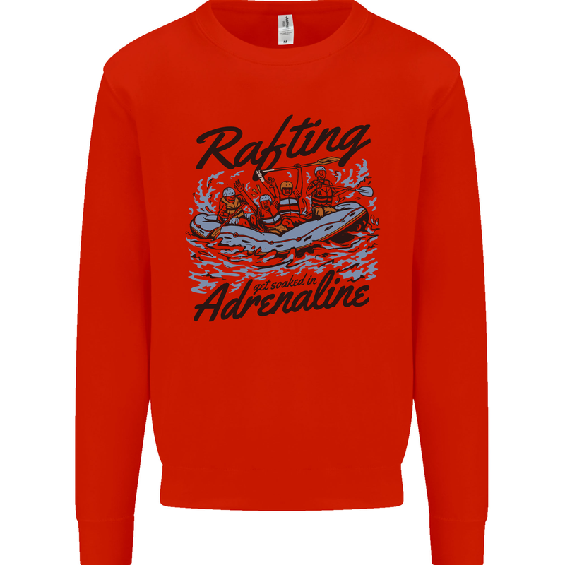 Rafting Get Soaked in Adrenaline White Water Kids Sweatshirt Jumper Bright Red