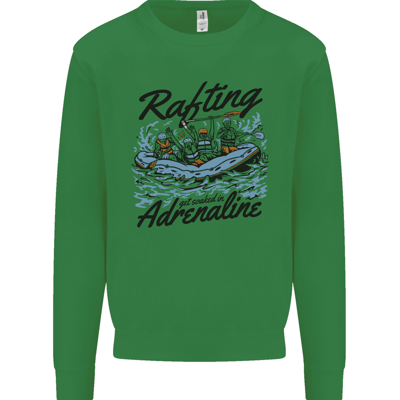 Rafting Get Soaked in Adrenaline White Water Kids Sweatshirt Jumper Irish Green