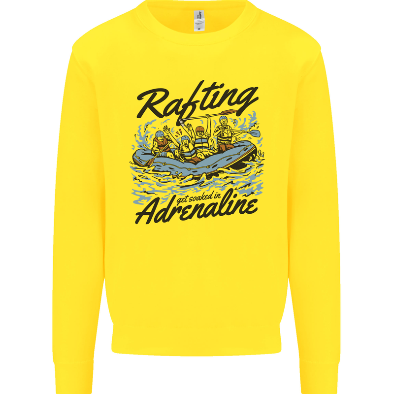 Rafting Get Soaked in Adrenaline White Water Kids Sweatshirt Jumper Yellow
