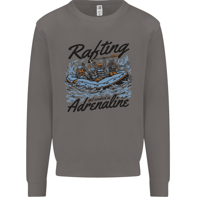 Rafting Get Soaked in Adrenaline White Water Mens Sweatshirt Jumper Charcoal