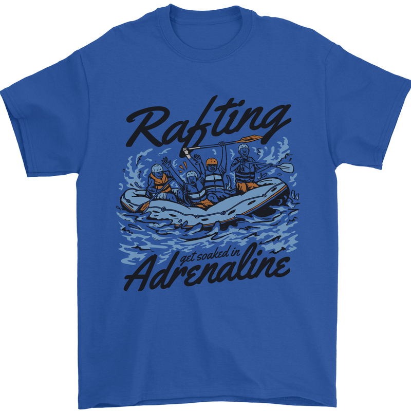 Rafting Get Soaked in Adrenaline White Water Mens T-Shirt 100% Cotton Royal Blue