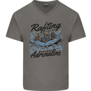Rafting Get Soaked in Adrenaline White Water Mens V-Neck Cotton T-Shirt Charcoal
