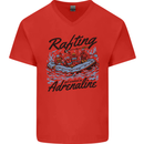 Rafting Get Soaked in Adrenaline White Water Mens V-Neck Cotton T-Shirt Red