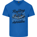Rafting Get Soaked in Adrenaline White Water Mens V-Neck Cotton T-Shirt Royal Blue