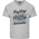Rafting Get Soaked in Adrenaline White Water Mens V-Neck Cotton T-Shirt Sports Grey
