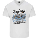 Rafting Get Soaked in Adrenaline White Water Mens V-Neck Cotton T-Shirt White