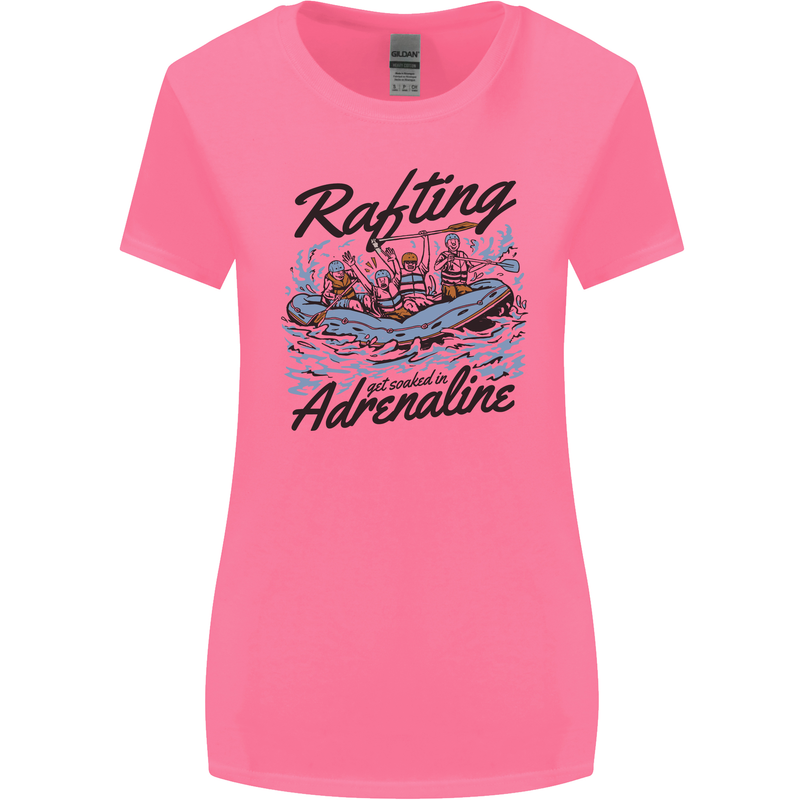 Rafting Get Soaked in Adrenaline White Water Womens Wider Cut T-Shirt Azalea