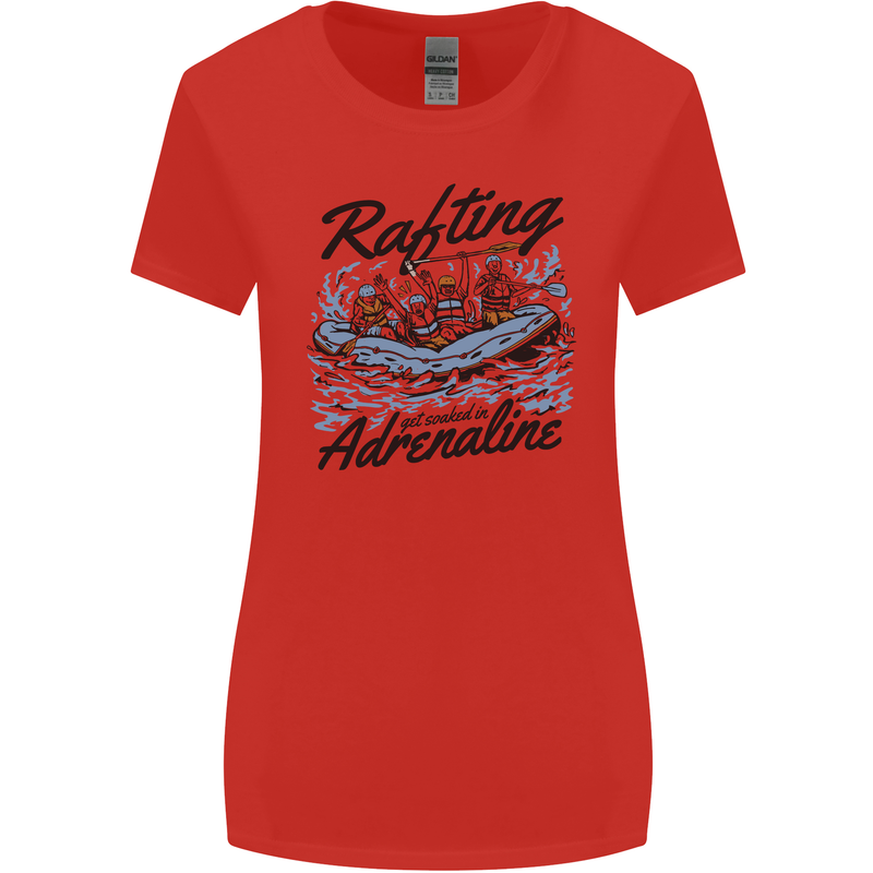 Rafting Get Soaked in Adrenaline White Water Womens Wider Cut T-Shirt Red