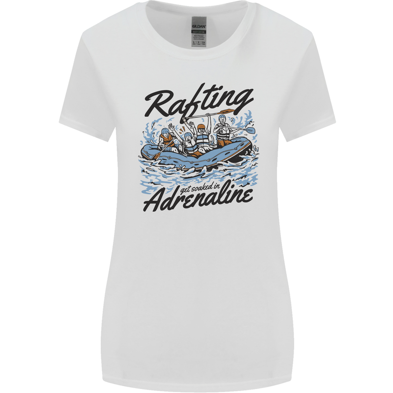Rafting Get Soaked in Adrenaline White Water Womens Wider Cut T-Shirt White