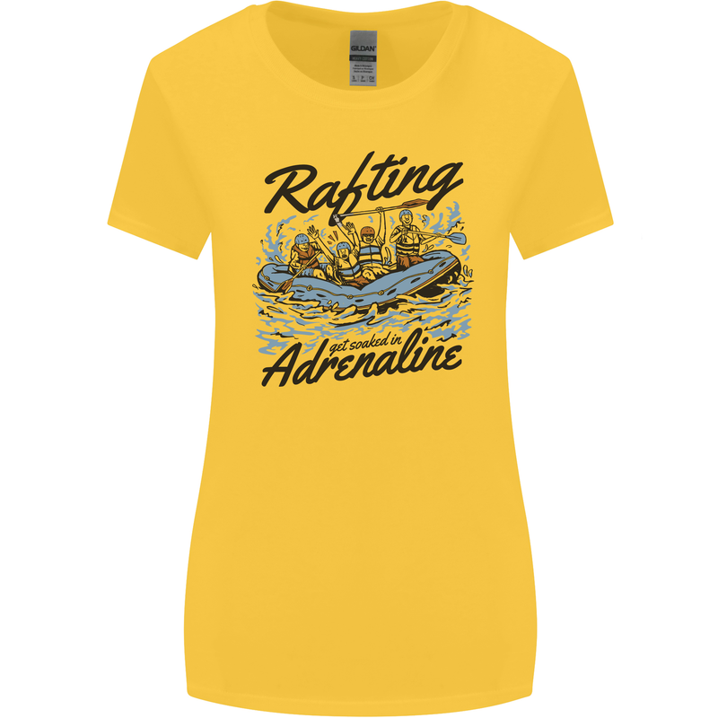 Rafting Get Soaked in Adrenaline White Water Womens Wider Cut T-Shirt Yellow