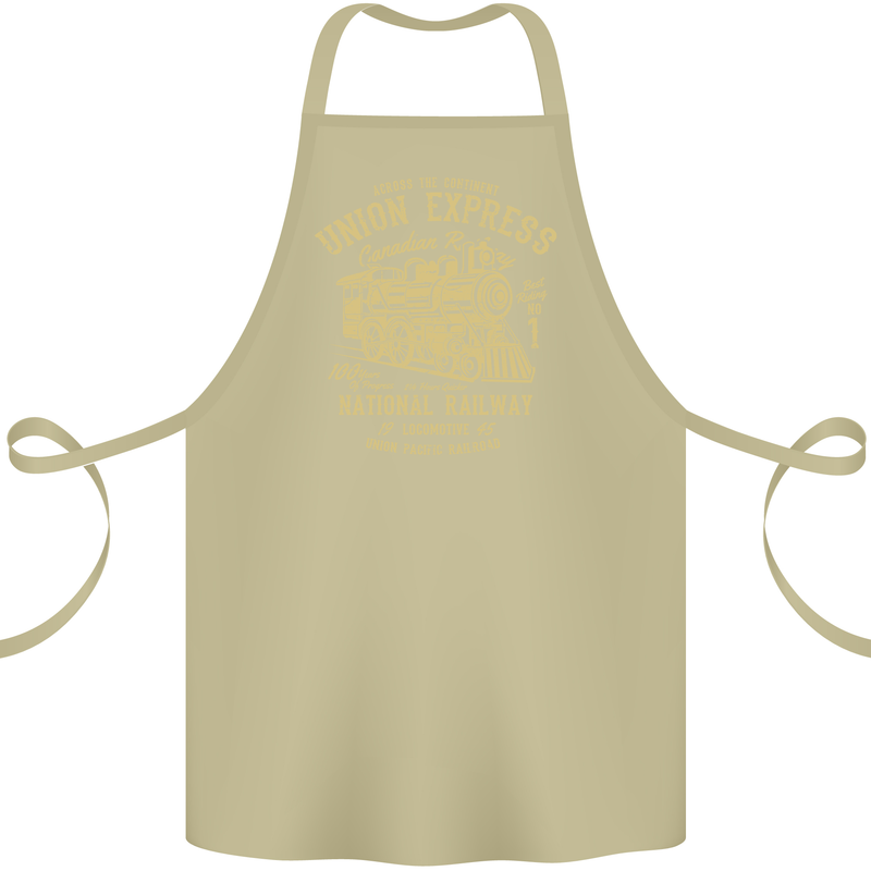 Railway Train Trainspotter Trianspotting Cotton Apron 100% Organic Khaki