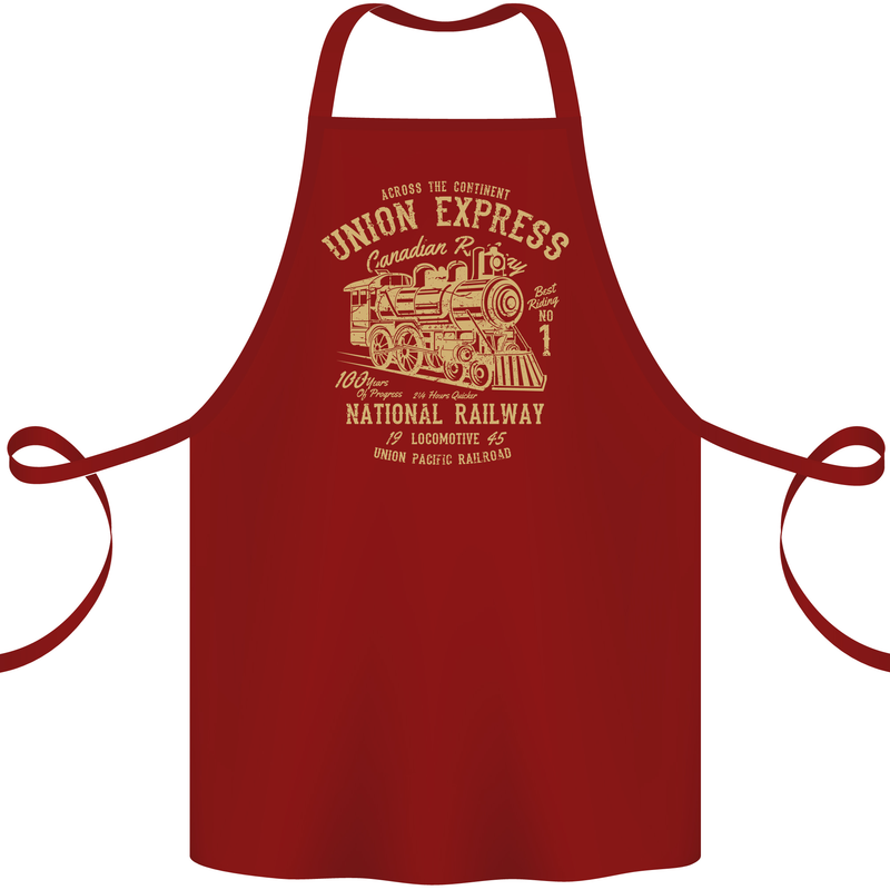 Railway Train Trainspotter Trianspotting Cotton Apron 100% Organic Maroon