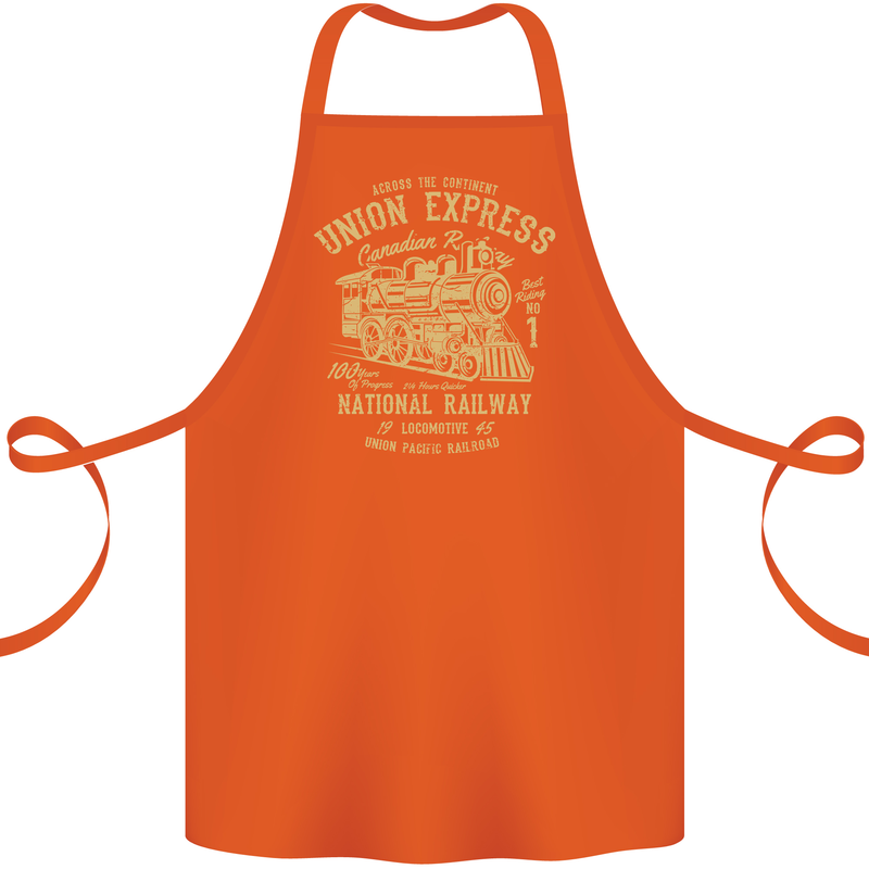 Railway Train Trainspotter Trianspotting Cotton Apron 100% Organic Orange