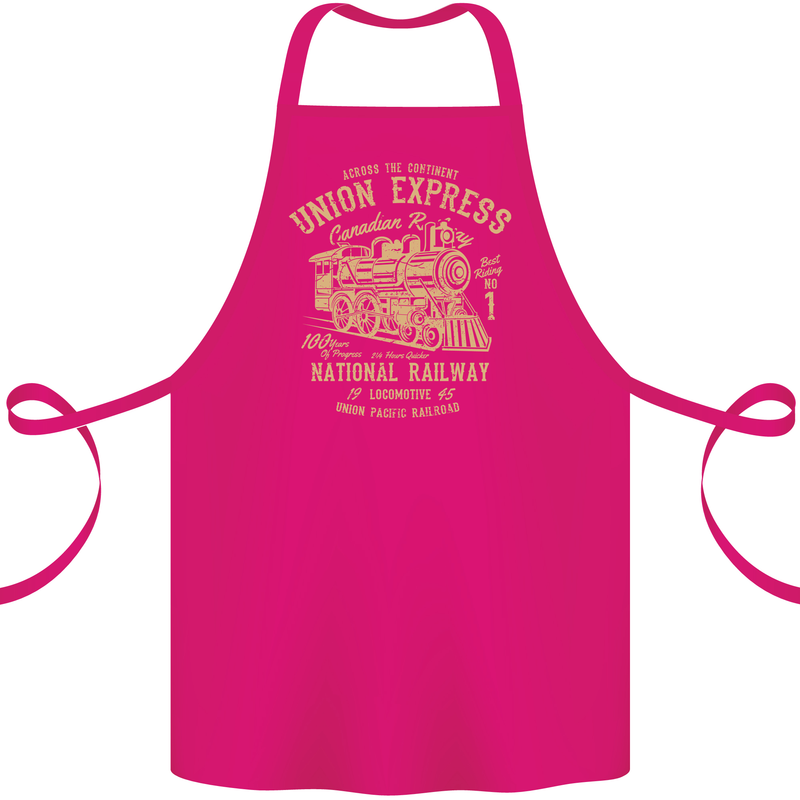 Railway Train Trainspotter Trianspotting Cotton Apron 100% Organic Pink