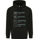 Ramen Anime Gaming Repeat Gamer Mens 80% Cotton Hoodie Black