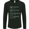 Ramen Anime Gaming Repeat Gamer Mens Long Sleeve T-Shirt Black