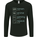 Ramen Anime Gaming Repeat Gamer Mens Long Sleeve T-Shirt Black