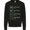 Ramen Anime Gaming Repeat Gamer Mens Sweatshirt Jumper Black