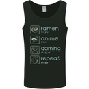 Ramen Anime Gaming Repeat Gamer Mens Vest Tank Top Black