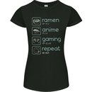 Ramen Anime Gaming Repeat Gamer Womens Petite Cut T-Shirt Black