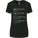 Ramen Anime Gaming Repeat Gamer Womens Wider Cut T-Shirt Black