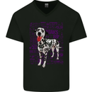 Random Dalmatian Design Dog Mens V-Neck Cotton T-Shirt Black