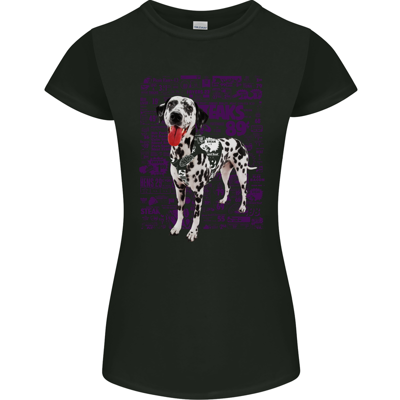 Random Dalmatian Design Dog Womens Petite Cut T-Shirt Black
