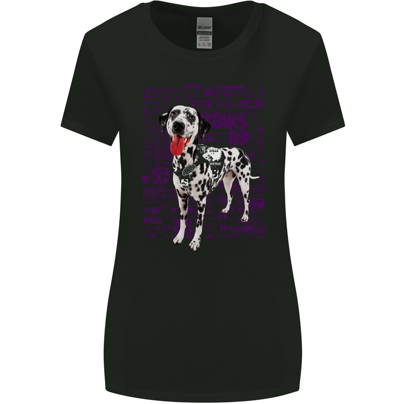 Random Dalmatian Design Dog Womens Wider Cut T-Shirt Black